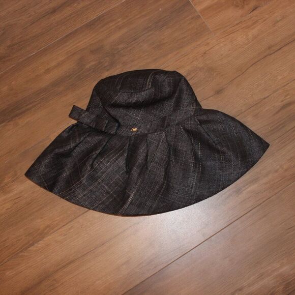New Pilyq Dark Gray San Sebastián sun hat Subtle Check Pattern Bucket Hat OS - Picture 6 of 10
